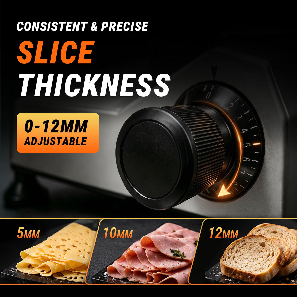 240W Electric Meat Slicer Commercial, 10" Adjustable Carbon Steel Blade