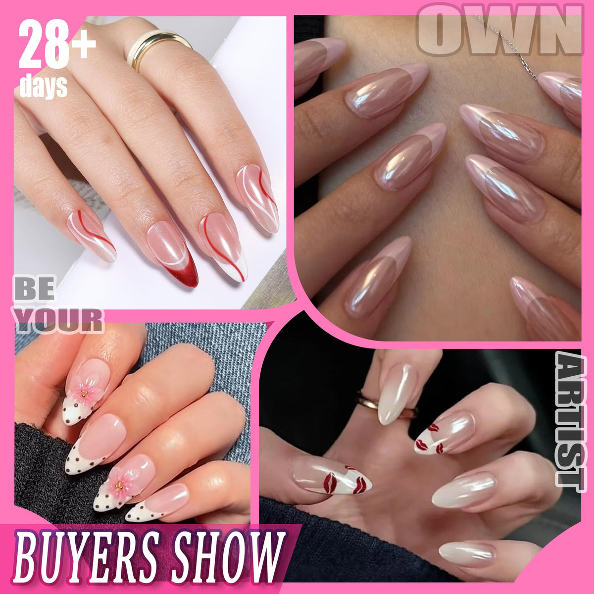 UNA GELLA Almond Gel Nail Tips, 504 Clear Tips, 12 Sizes