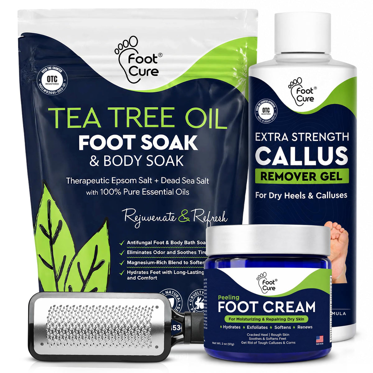 Tea Tree Callus Remover Gel & Foot Soak, Foot Cream for Dry Cracked Feet