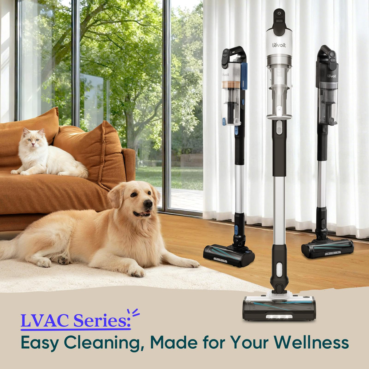 Levoit Cordless Vacuum Cleaner, Anti-Tangle for Pet Hair, Up to 50 Minutes