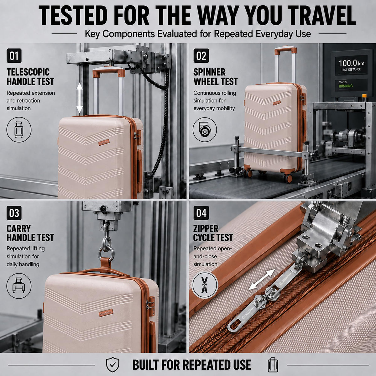 CONCEPTEN Expandable Luggage Sets 5 Piece Suitcases with Spinner Wheels