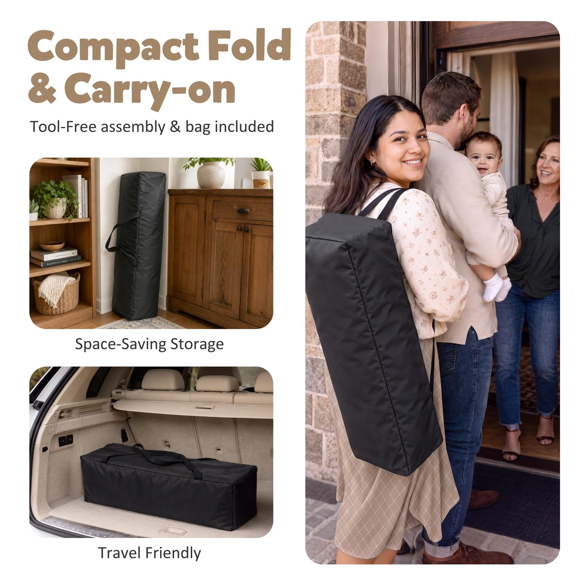 TODEFULL 4 in 1 Foldable Pack and Play with Bassinet & Changing Table