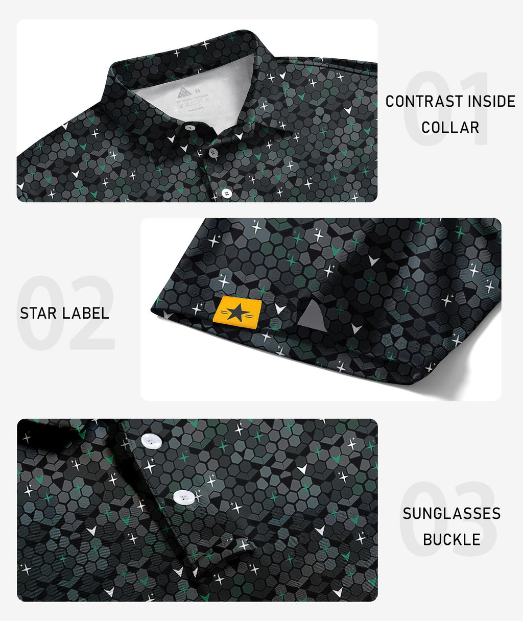 ZITY 5 Pack Mens Golf Shirt Short Sleeve UPF 50+ Print Patterns Casual Polo