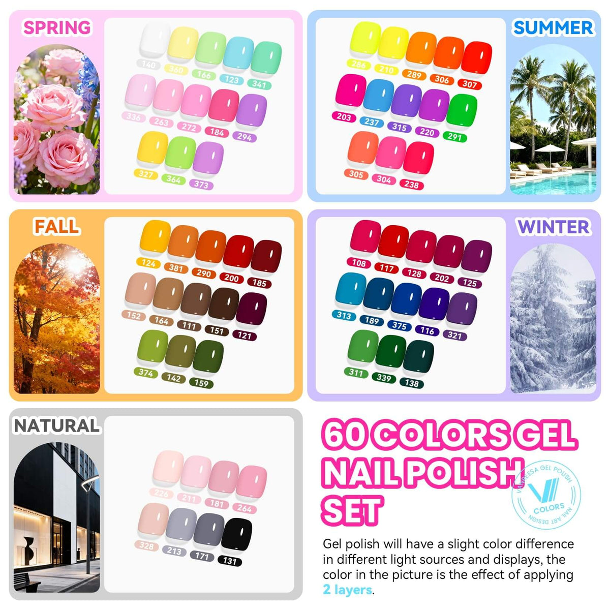 VANREESA Complete Nail Kit- Acrylic Nail Kit with 60 Colors Gel Nail Polish