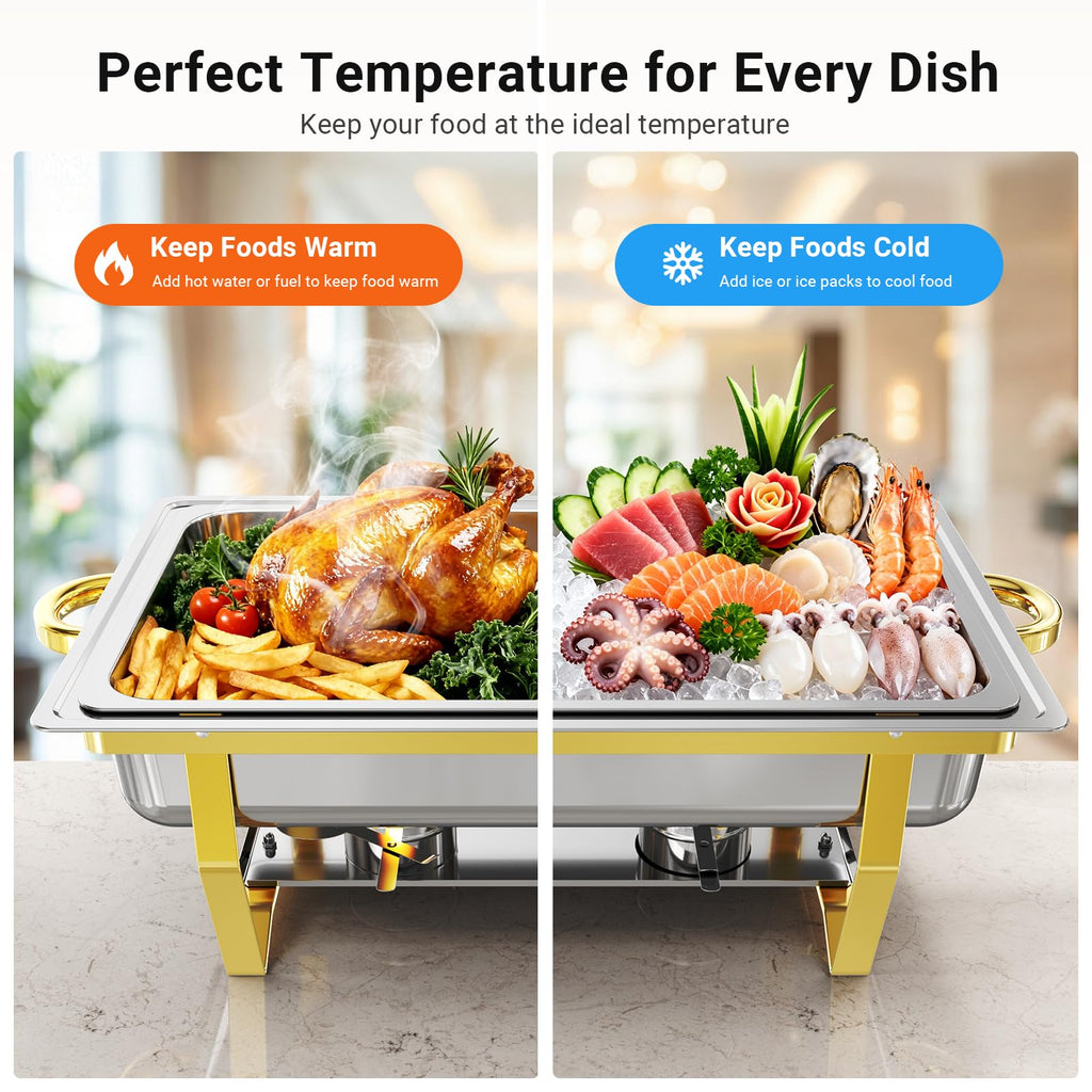 Chafing Dishes for Buffet 4 Pack, High Grade Chafing Dish Buffet Set, Stainless Steel Food Warmers with Stackable Design for Parties, Catering Supplies, Banquets, and Weddings, 4 Full Size Pans