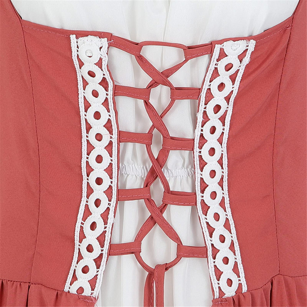 Zhitunemi Renaissance Dresses for Women Costumes: Medieval Dress for Women Renfaire Outfit - Halloween Parties Costume Events Brick red S
