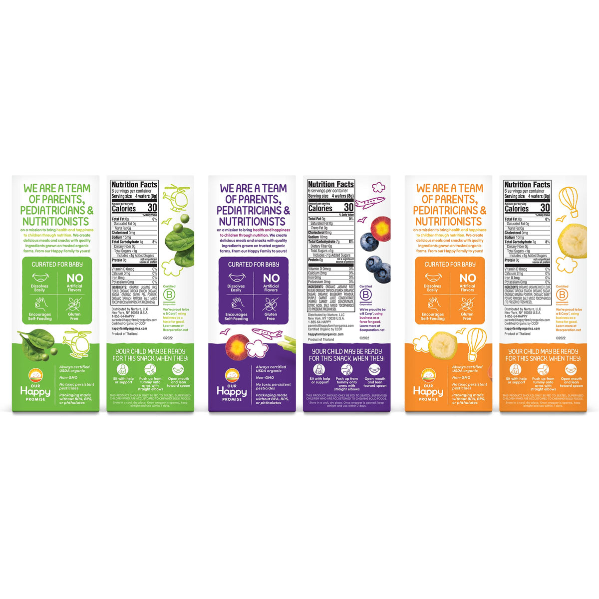 HAPPY BABY Gentle Teething Wafers, 3 Flavor Variety Pack, 12 ct (3 Pack)