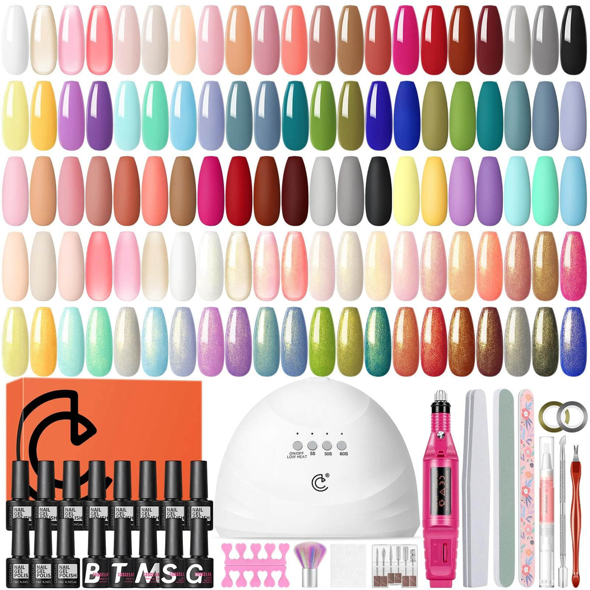 COSCELIA 53pcs Gel Nail Polish Kit with U V light & Drill Gel Manicure Kit