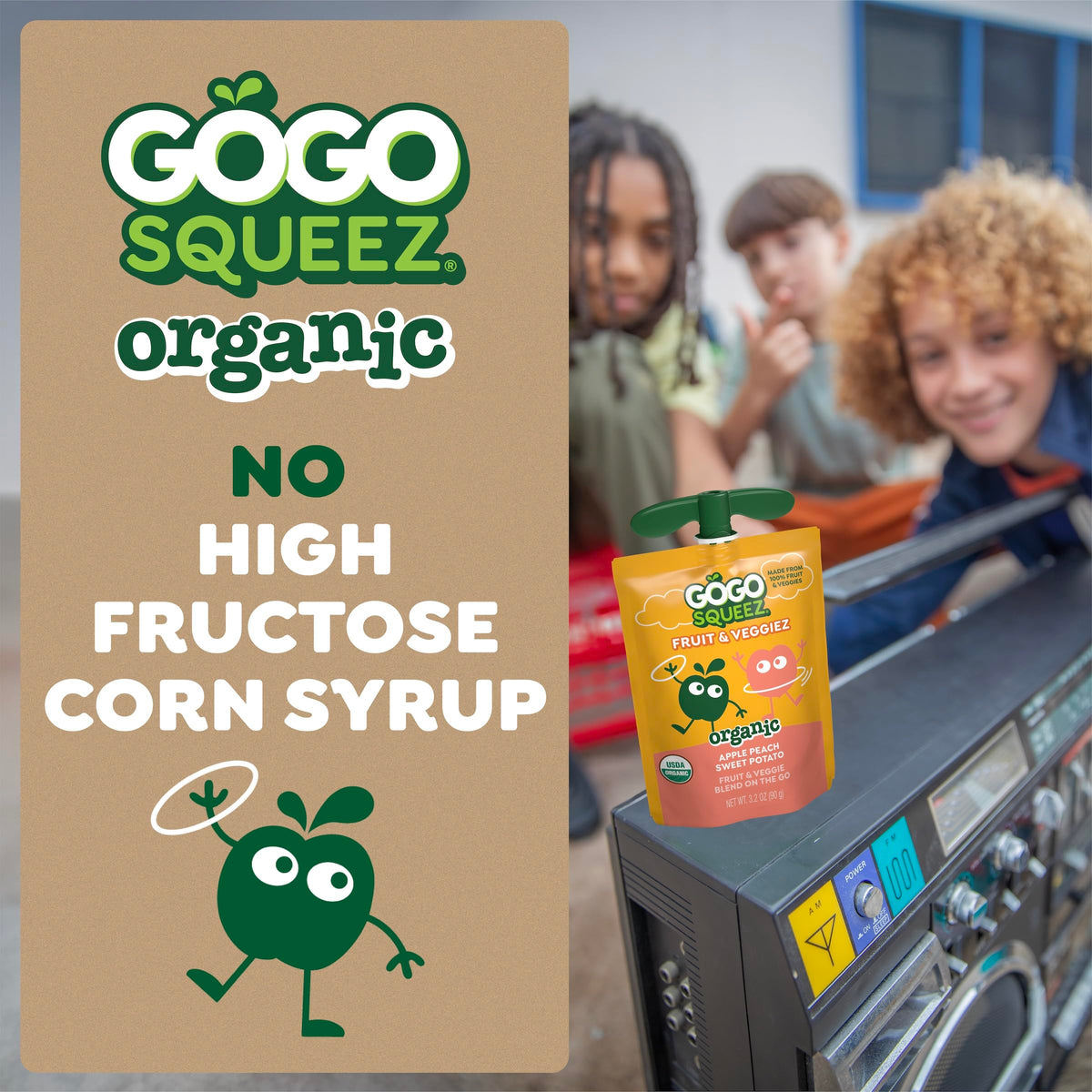GoGo squeeZ No Sugar Added Organic Fruit & veggieZ Applesauce, 12 Count