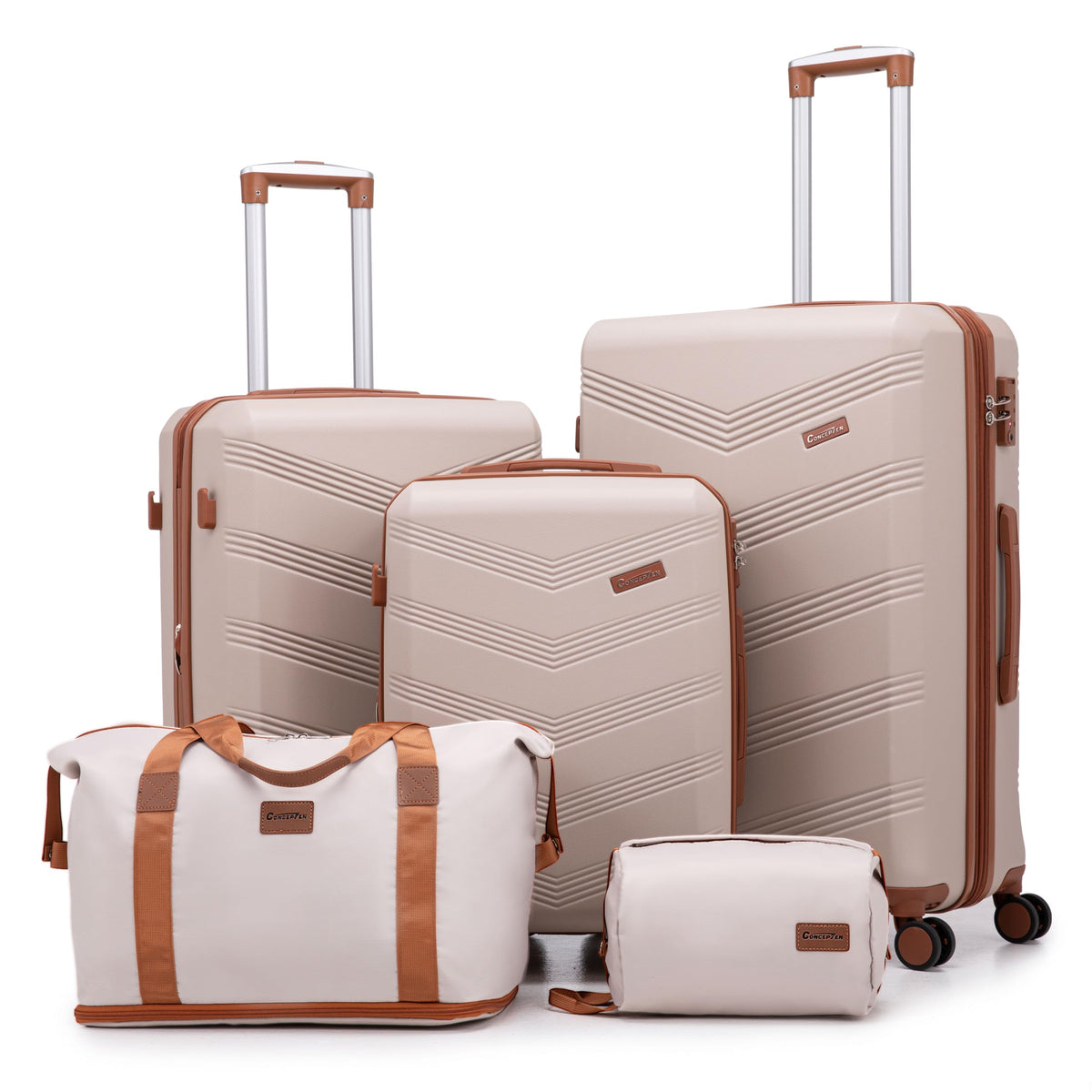 CONCEPTEN Expandable Luggage Sets 5 Piece Suitcases with Spinner Wheels