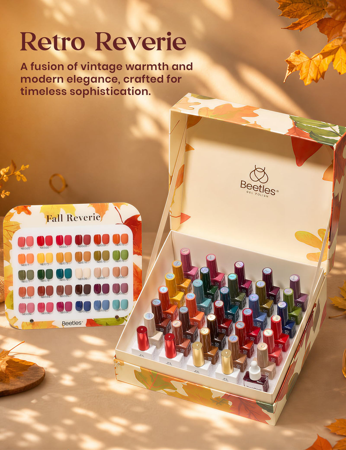 Beetles Retro Reverie Gel Polish Box, Beetles Fall Nails Hema-Free