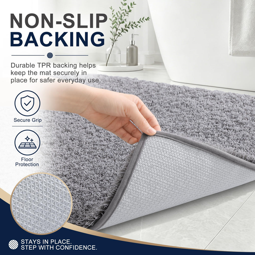 OLANLY Microfiber Bathroom Rugs 30x20, Soft Highly Absorbent Bath Mat, Grey