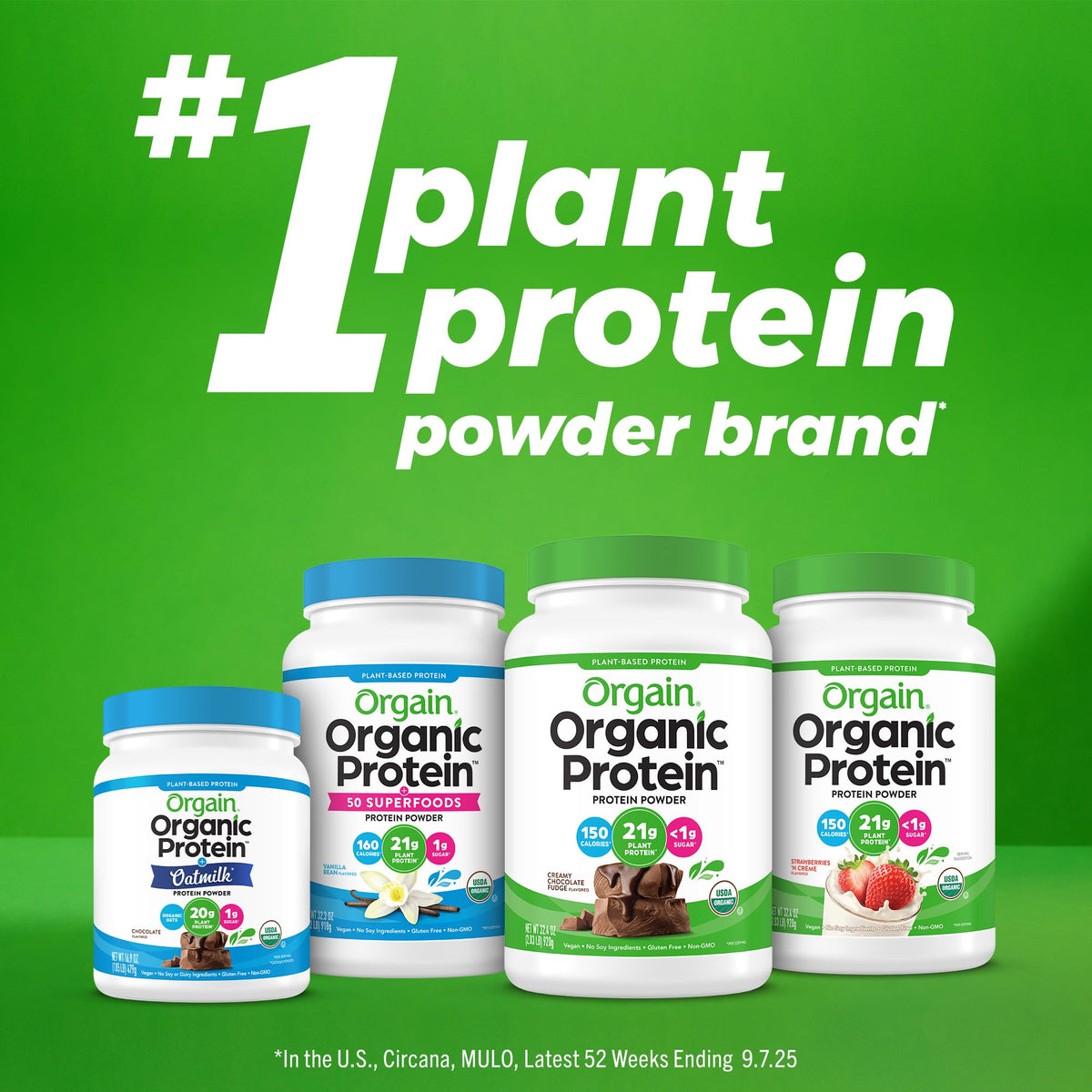 Orgain Organic Vegan 21g Protein Powder, Vanilla Bean, 2.03 lb