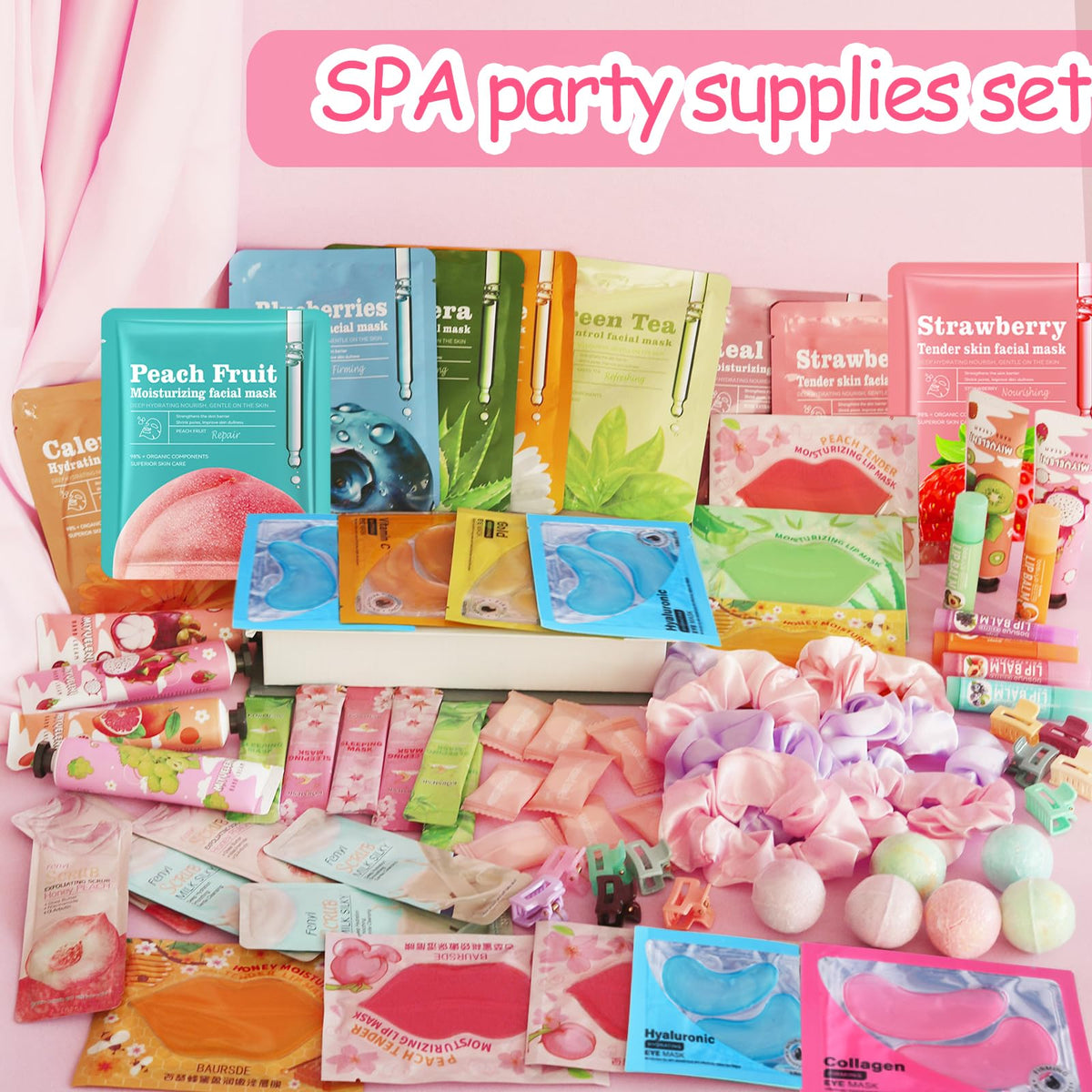 FOCone 156 PCS Spa Party Supplies for Women|Spa Party Favors Include Face Masks Lip Balm Under Eye Patches |Spa Party Favors for Bridal Wedding Spa Birthday Sleepover Party Supplies Spa Sleepover Kit