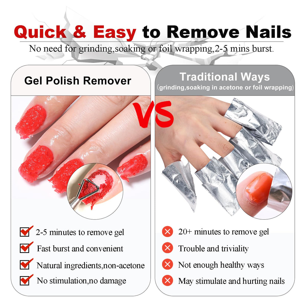 Gel Nail Polish Remover Kit with Cuticle Oil & Latex Tape & Removol Tools