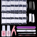 Fake Nail Tips White Clear: 480Pcs 12 Sizes Tapered Square Acrylic Nail Tip
