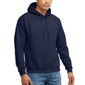 Hanes Comfortblend EcoSmart Hoodie, Midweight Fleece, Pullover Hooded Sweatshirt for Men, Heather Navy, Large