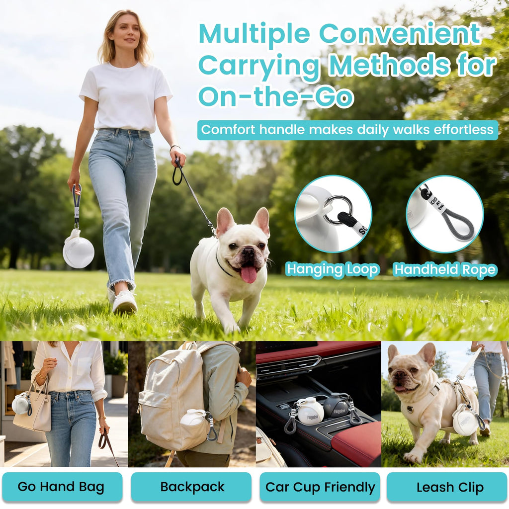 2-in-1 Portable Dog Water Bottle with Bowl, 285 ml, Leak-Proof Stainless Steel Dog Travel Water Bottle with Silicone Foldable Bowl, Suitable for Small Dogs on Walks and Outdoor Hikes