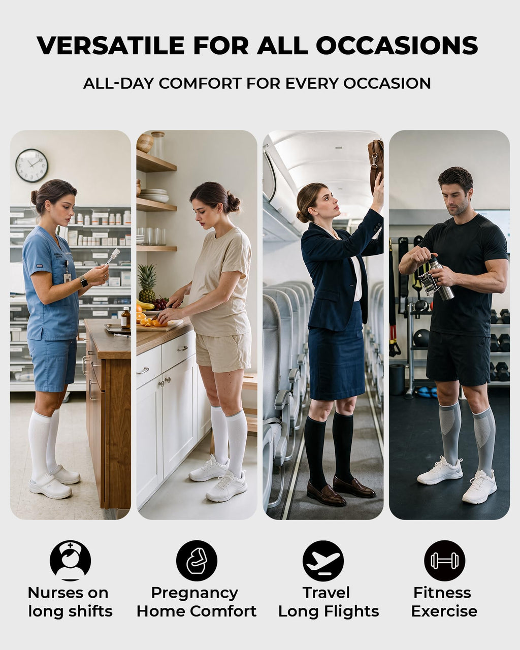 CS CELERSPORT 3 Pairs Compression Socks Men & Women 20-30mmHg for Flying