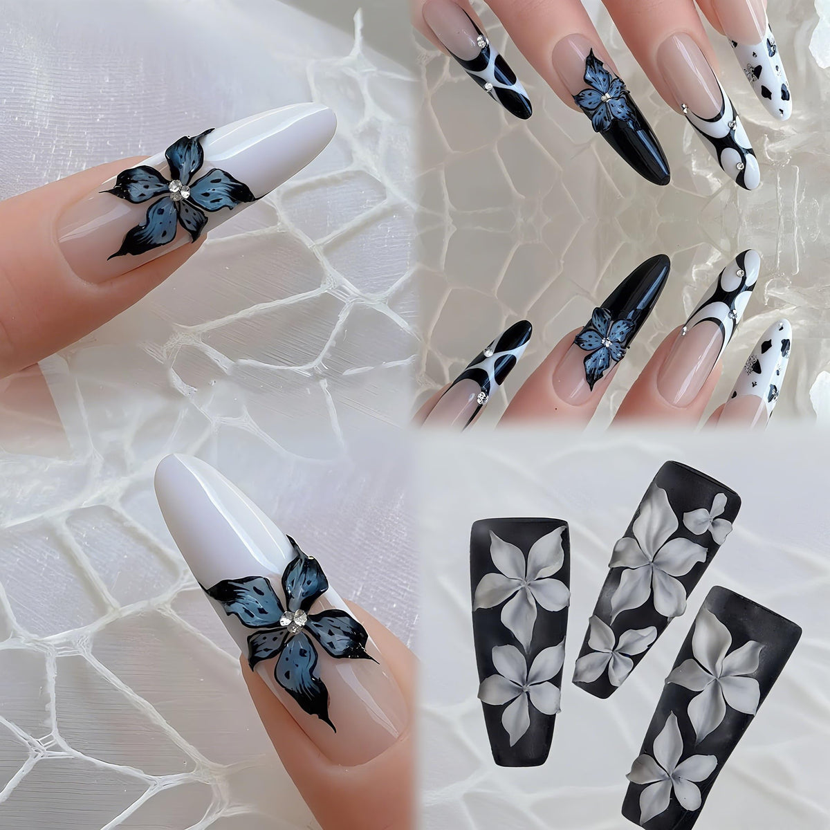 Pizadix 2 Pcs Flower Silicone Nail Art Molds for Women Resin Nail Design