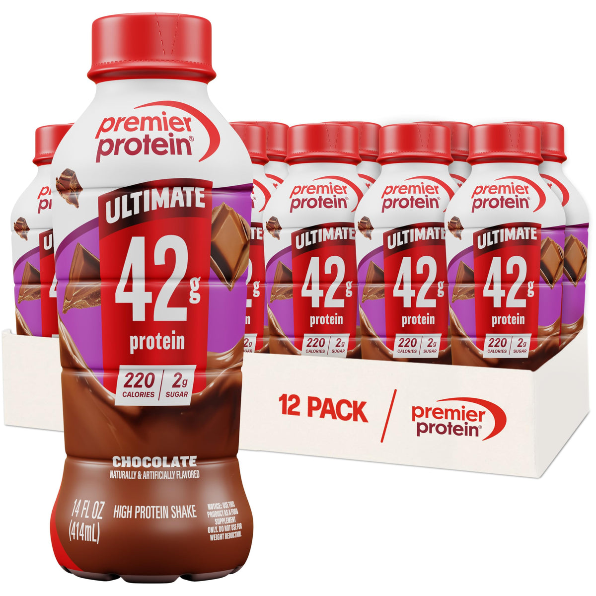 Premier Protein ULTIMATE 42g High Protein Shake, Chocolate, 12 Pack