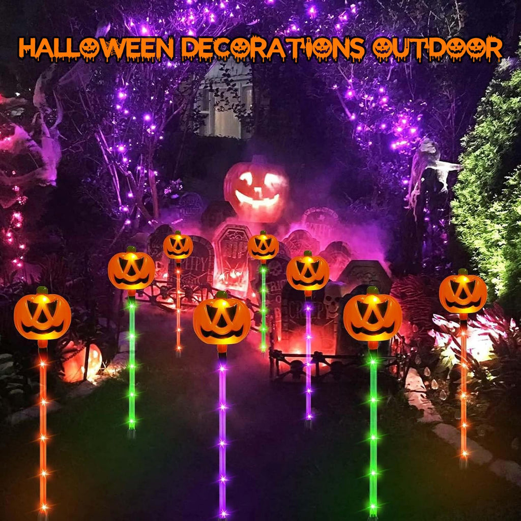 12 Pack Solar Pumpkin Lights Outdoor Waterproof for Halloween Decorations