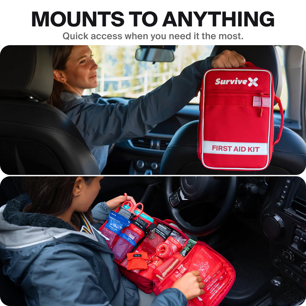 SurviveX Large First Aid Kit, Emergency Kit for 3-4 People