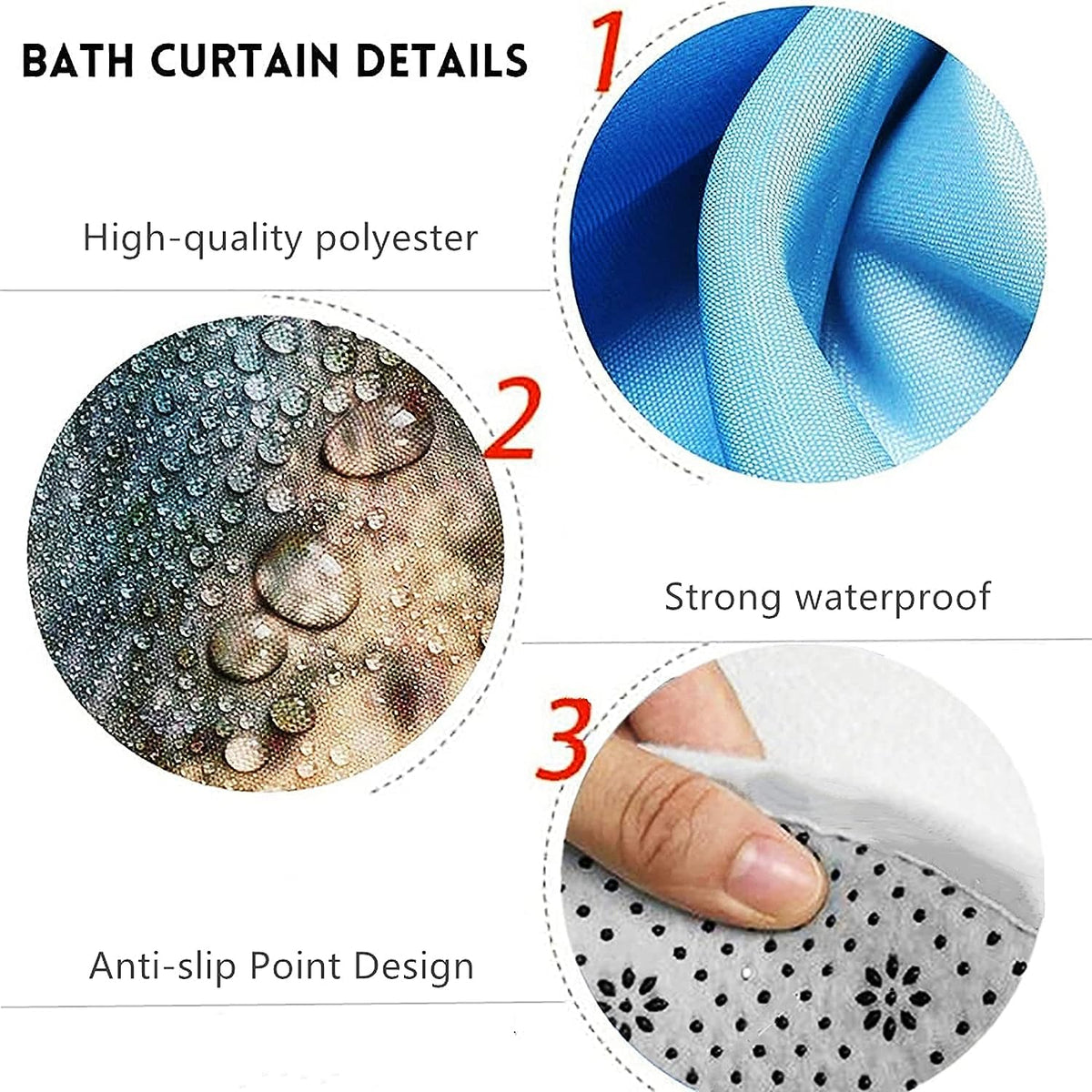 Yddsky 4 Pcs Pink Geometric Shower Curtain Set with Rugs Bathroom Set