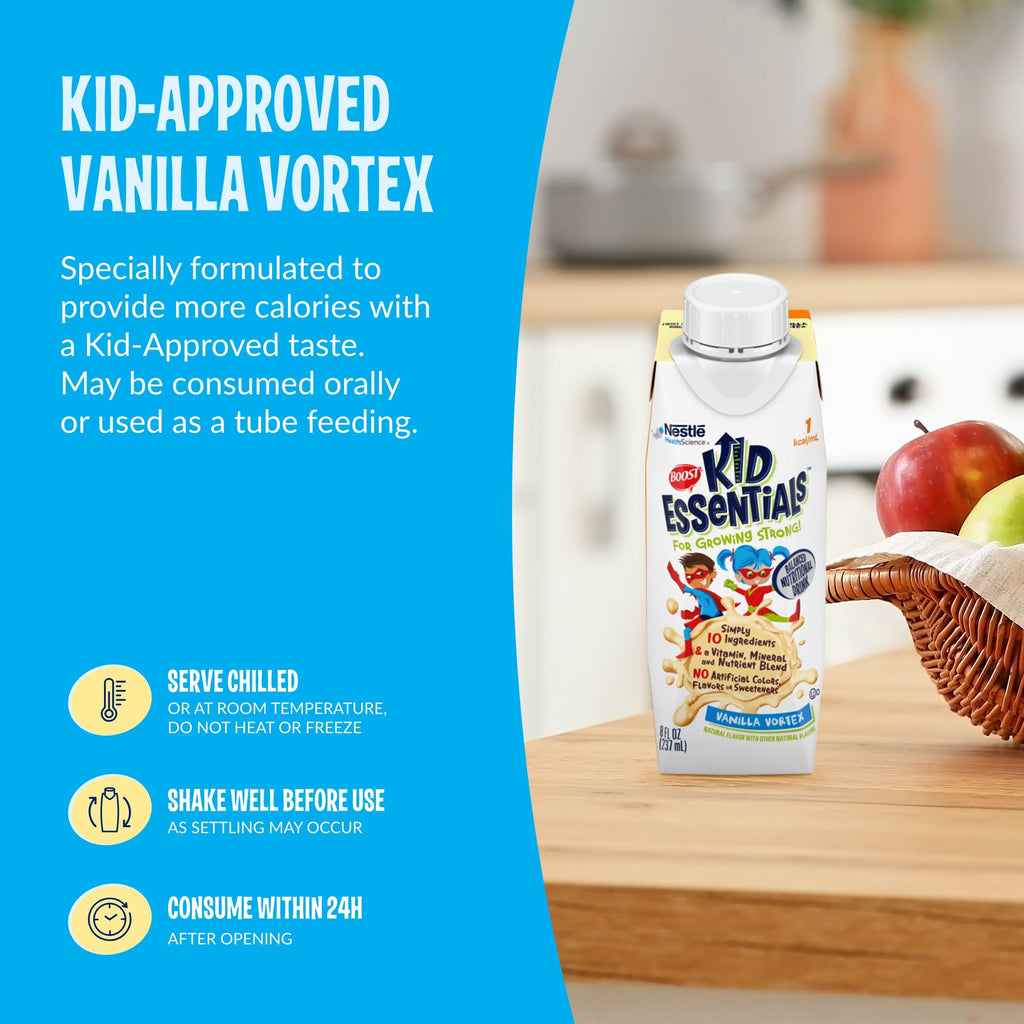 BOOST Kid Essentials 1.0kcal Nutritional Drink, Vanilla Vortex, 8 Fl Oz