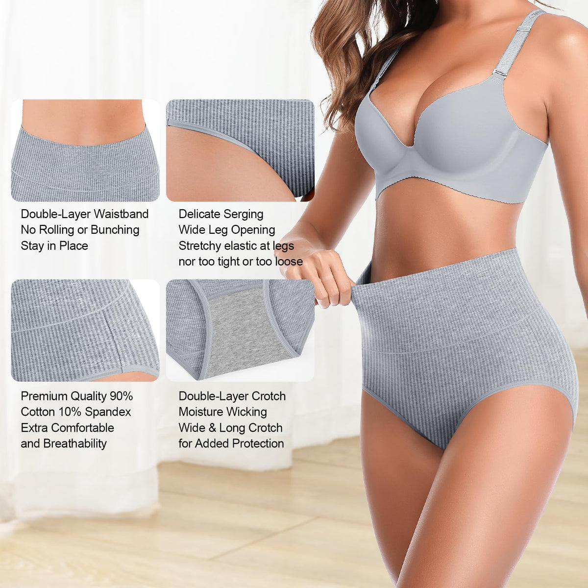 JojoQueen Underwear for Women Women's Soft Cotton Underwear Panties Ladies Cotton High Waist Comfortable Hipster Briefs Underwear Women Light colors