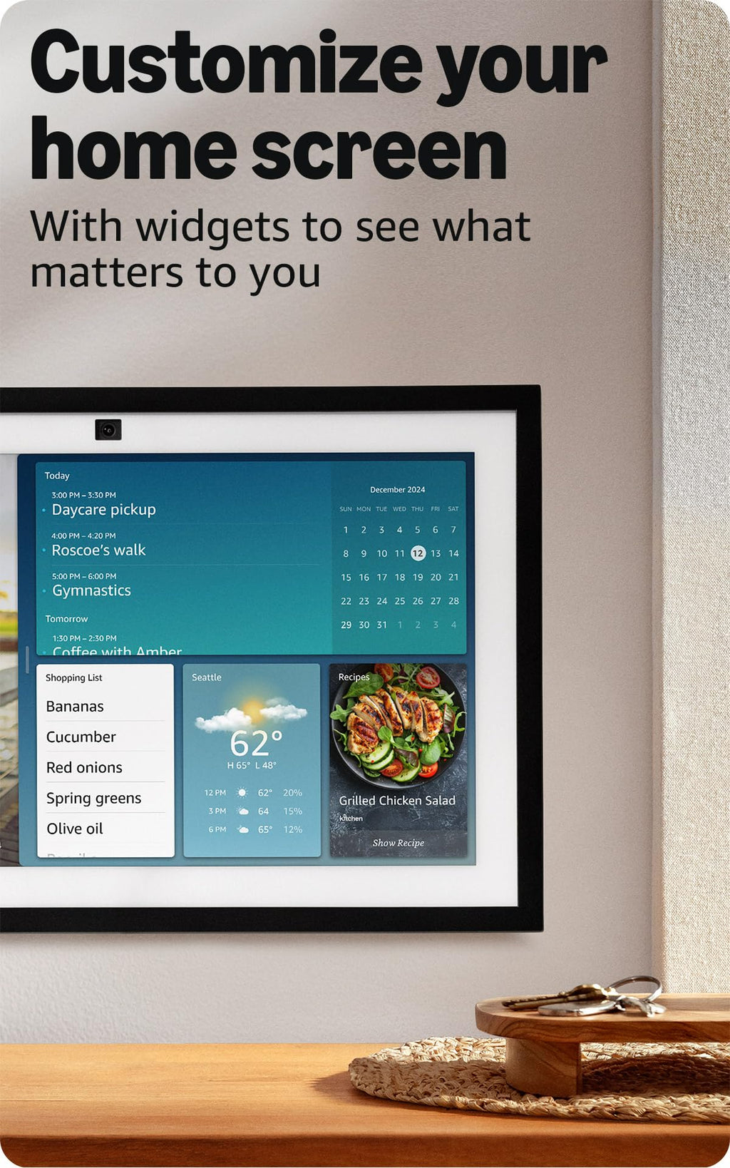 Amazon Echo Show 15 (newest model), Full HD 15.6" kitchen hub for home organization, with built-in Fire TV, Designed for Alexa+