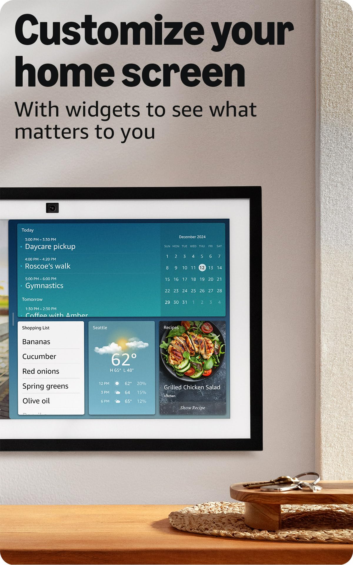Amazon Echo Show 15 (newest model), Full HD 15.6" kitchen hub for home organization, with built-in Fire TV, Designed for Alexa+