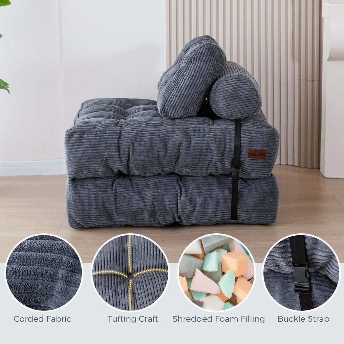 MAXYOYO Folding Sofa Bed, Convertible Chair Bed with Pillow