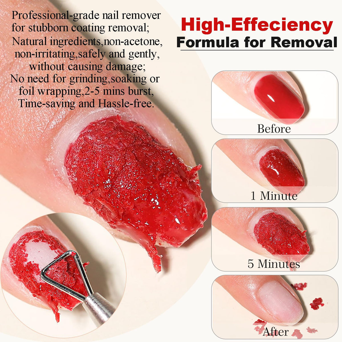 Gel Nail Polish Remover, 15ml Gel Remover for Nails No Need to Soak or Wrap