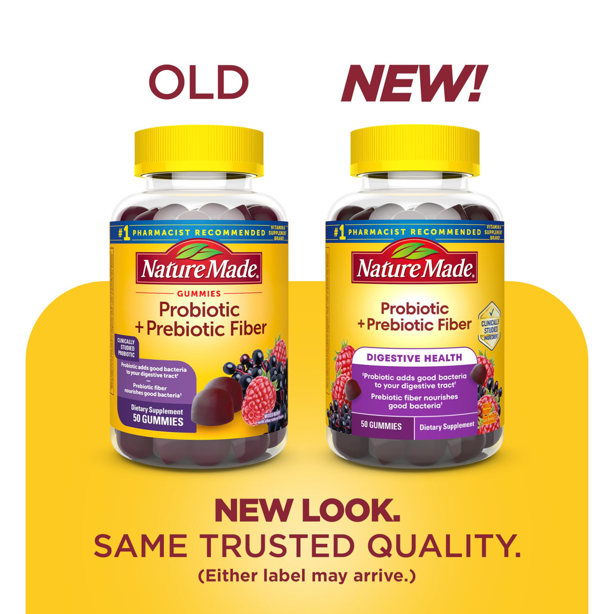 Nature Made Probiotic + Prebiotic Fiber Gummies, 50 Gummies