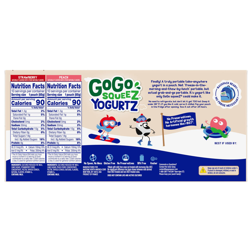 GoGo squeeZ Low Fat YogurtZ Variety Pack, 3 oz Pouches, 20 Count