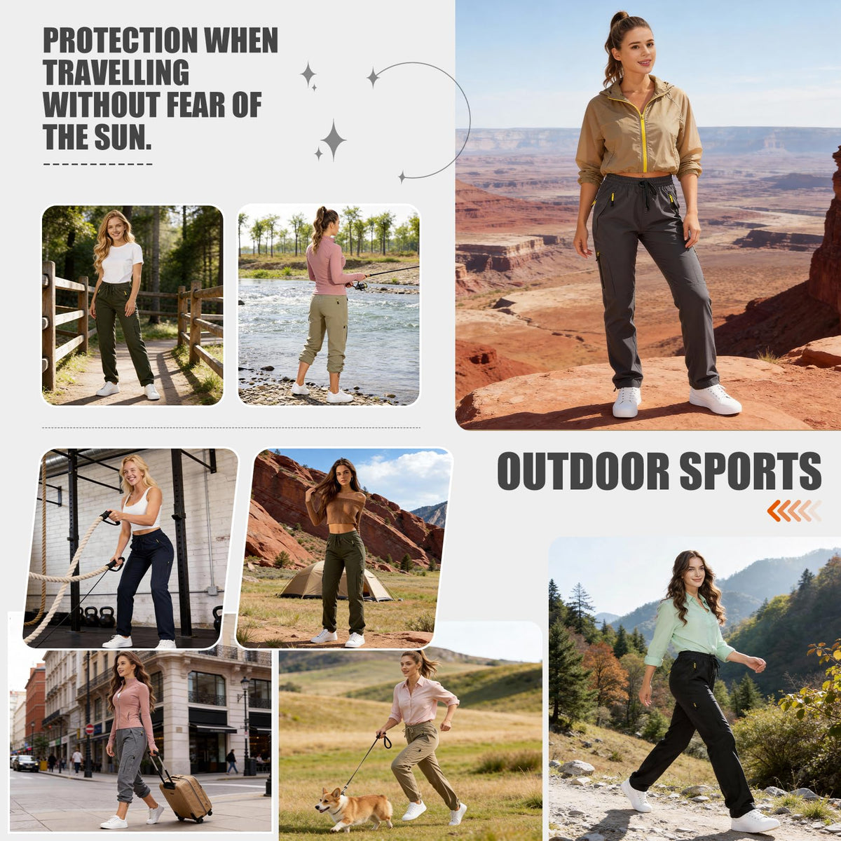 Toomett Women's Hiking Cargo Pants Quick Dry UPF50+ Outdoor Pants for Women Fishing Safari Travel Stretchy Pants with Pockets,6608,Black,L
