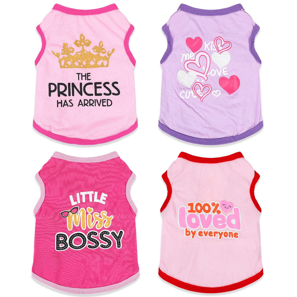 4 Pieces Chihuahua Clothes Cute Dog Clothes for Small Dogs Girl Puppy Shirt