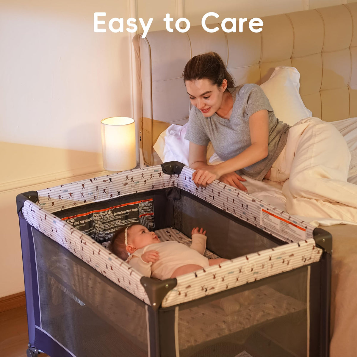 Pamo Babe Pack and Play with Bassinet, Portable Playard for Baby