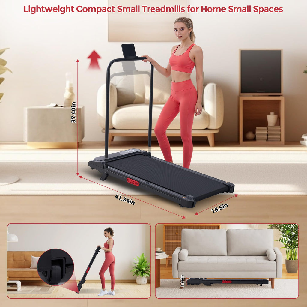 MCRG Walking Pad with Incline, Portable Treadmill with Handle Bar for Home