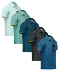 ZITY 5 Pack Mens Golf Shirt Short Sleeve UPF 50+ Print Patterns Casual Polo