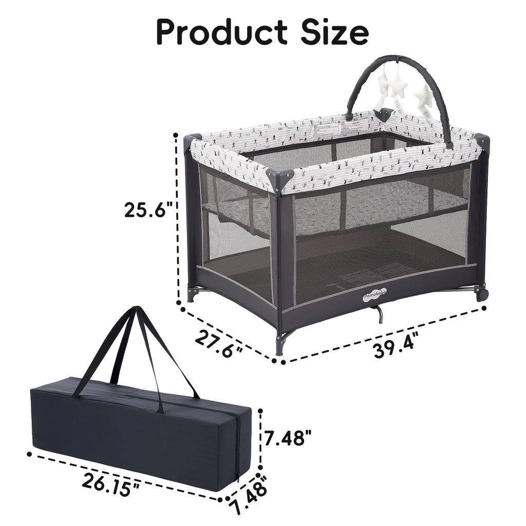 Pamo Babe Pack and Play with Bassinet, Portable Playard for Baby