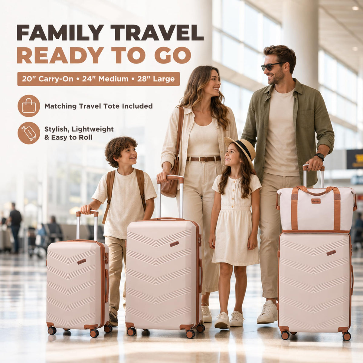 CONCEPTEN Expandable Luggage Sets 5 Piece Suitcases with Spinner Wheels