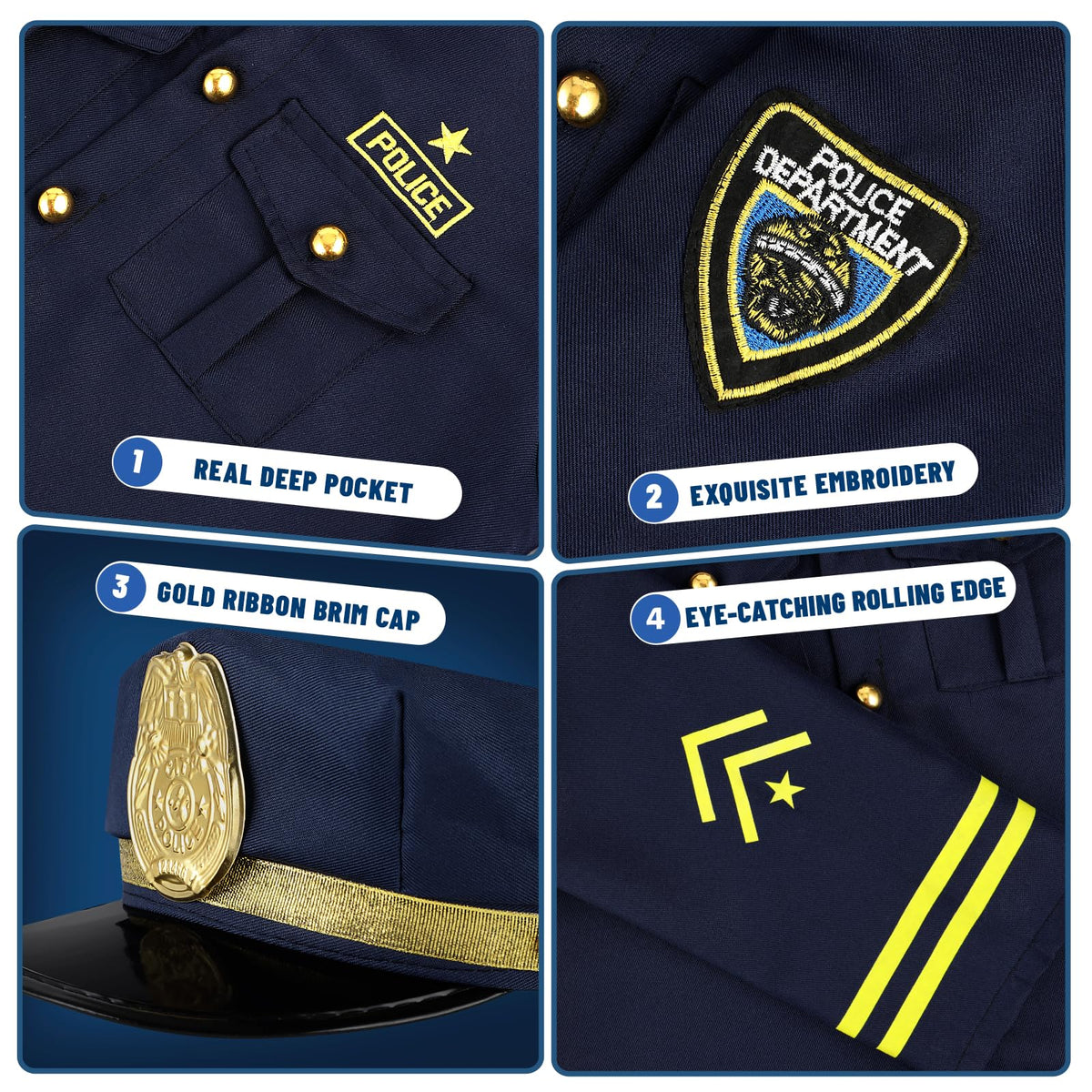 GIFTINBOX Police Costume for Kids, Kids Police Officer Costume Boys Girls
