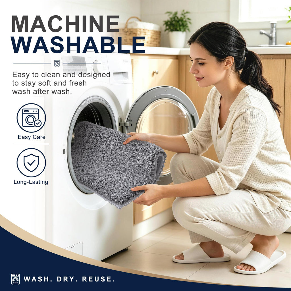 OLANLY Microfiber Bathroom Rugs 30x20, Soft Highly Absorbent Bath Mat, Grey