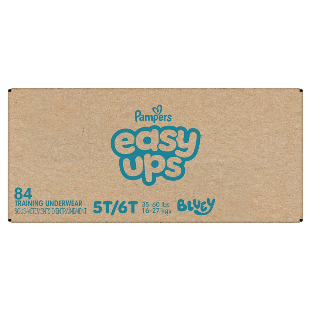 Easy Ups Girls & Boys Potty Training Pants, Size 7 (5T-6T), 84 Count, Bluey Absorbent Pull Up Training Underwear, Up to 100% Leakproof Day and Night, Hypoallergenic