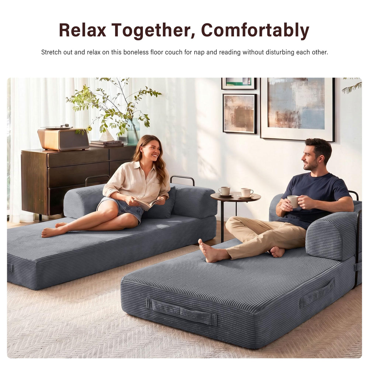 79" Convertible Sofa Bed, Boneless Sleeper Futon Couch for Living Room
