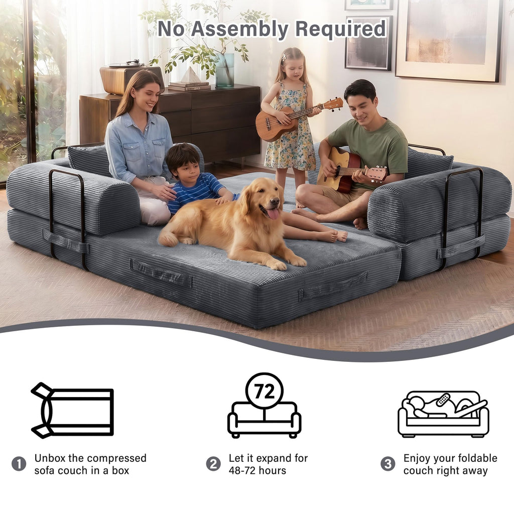 79" Convertible Sofa Bed, Boneless Sleeper Futon Couch for Living Room