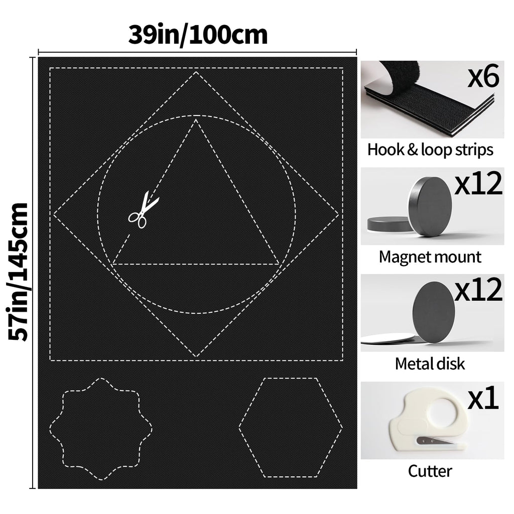 BKSAI 100% Blackout Curtains for Bedroom, Magnetic Portable Blackout Shades for Travel, Black Out Window Cover No Drill Cuttable for Bedroom, Nursery, Media Room, RV, 39x57 inch