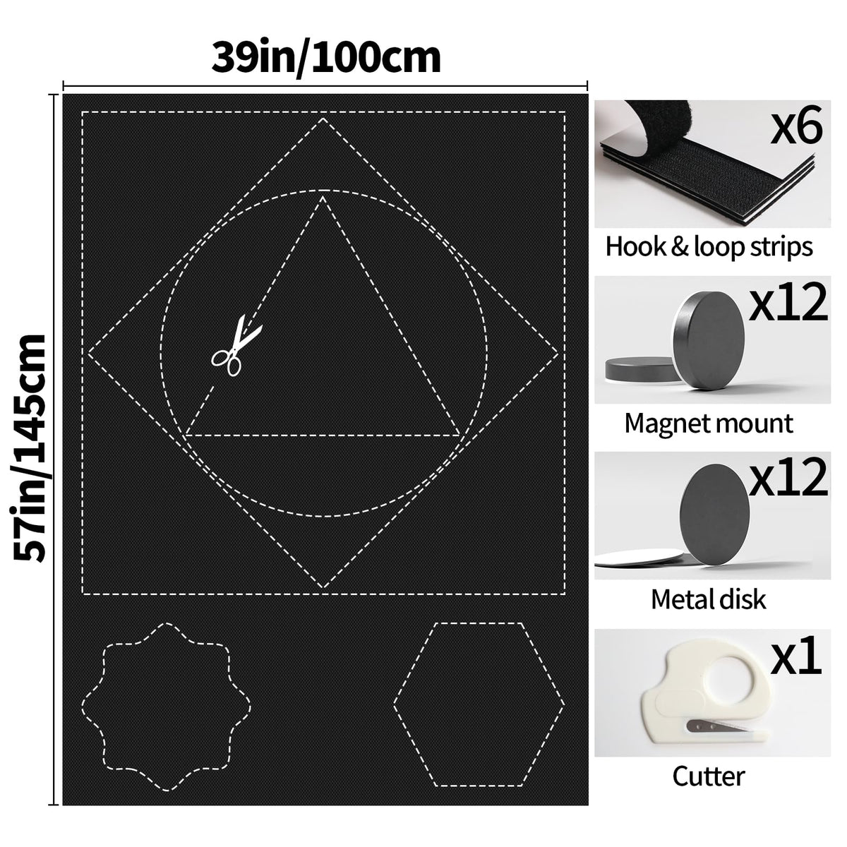 BKSAI 100% Blackout Curtains for Bedroom, Magnetic Portable Blackout Shades for Travel, Black Out Window Cover No Drill Cuttable for Bedroom, Nursery, Media Room, RV, 39x57 inch
